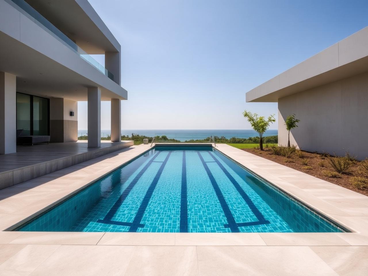 Piscina de raia para natação em residência de alto padrão